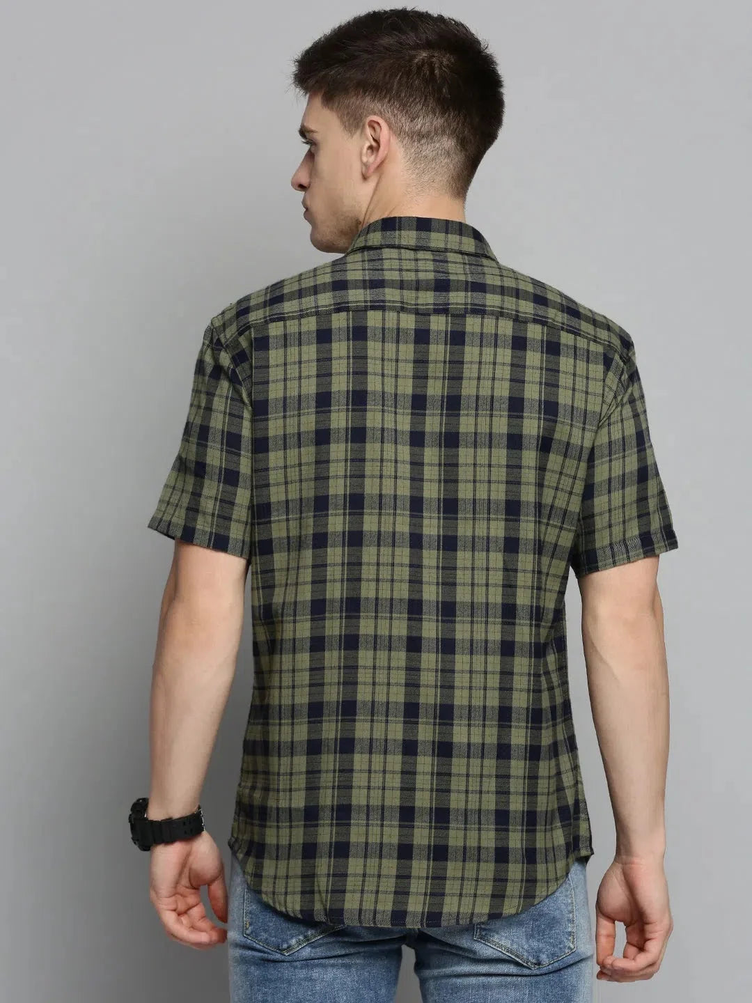 Green Checked Mens Shirt - Casual Cotton Shirts | DesiQlo