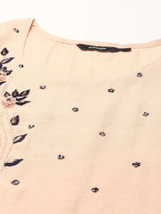 Women's Peach Embroidered Kurta SetKC-883-Peach