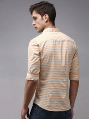 Men Orange Striped Casual Shirt-RETROSTRIPE-996-Orange