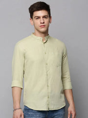 Men Green Solid Casual Shirt-JISHALINEN-3065-Green