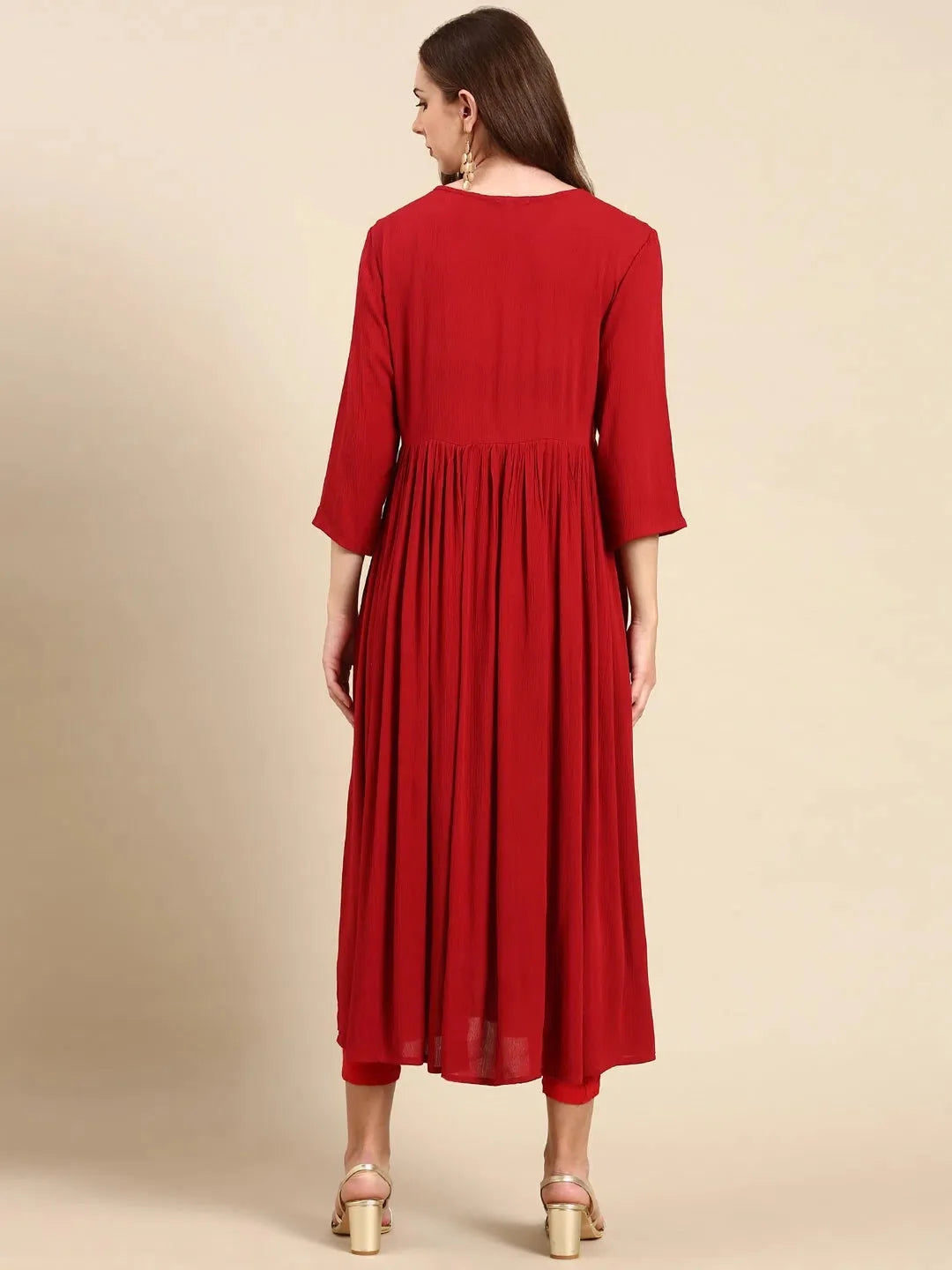 Maroon Anarkali Kurta - Solid Embroidered Anarkali Suits for W...