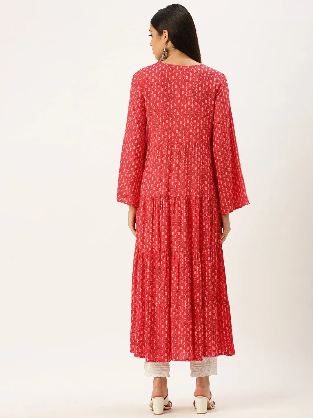 Pink Printed A-Line Indian Kurta for Women - DesiQlo