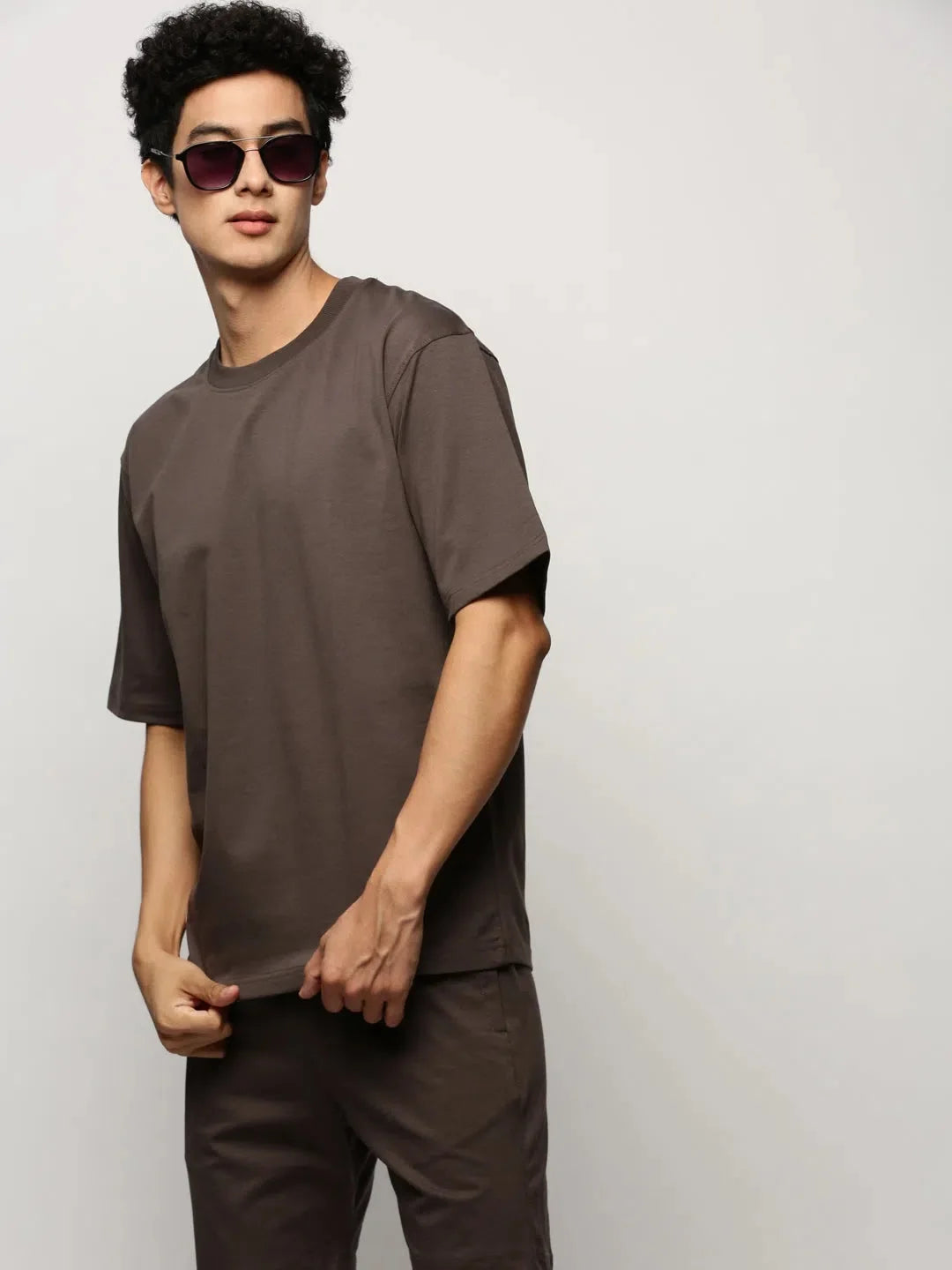 Men's Brown Co ord Sets | Solid Casual Cotton Two Piece Sets