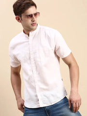 Men Pink Solid Casual Shirt-TOGOLINEN-5581-Pink