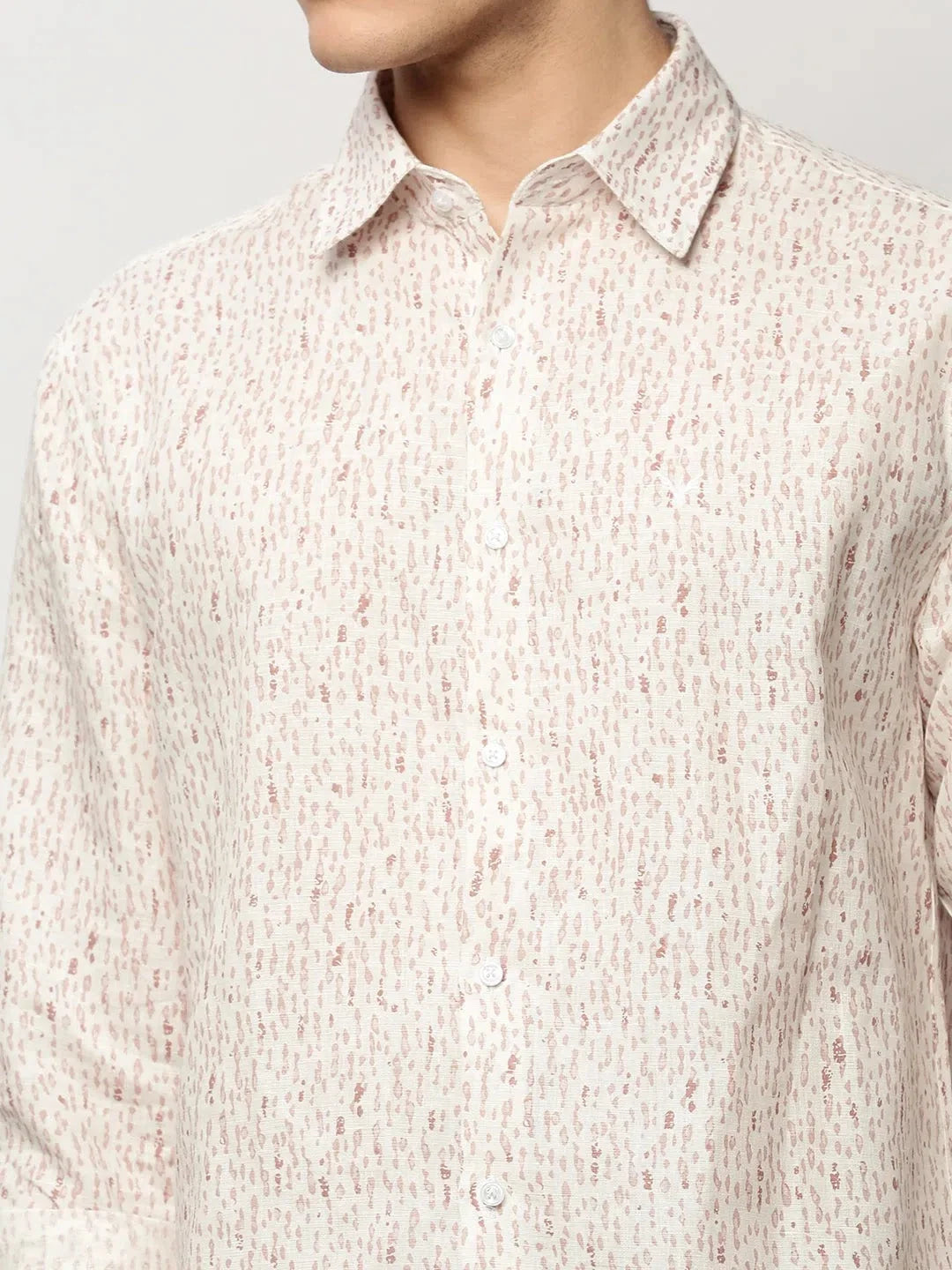 White Abstract Print Cotton Mens Shirt | DesiQlo Casuals