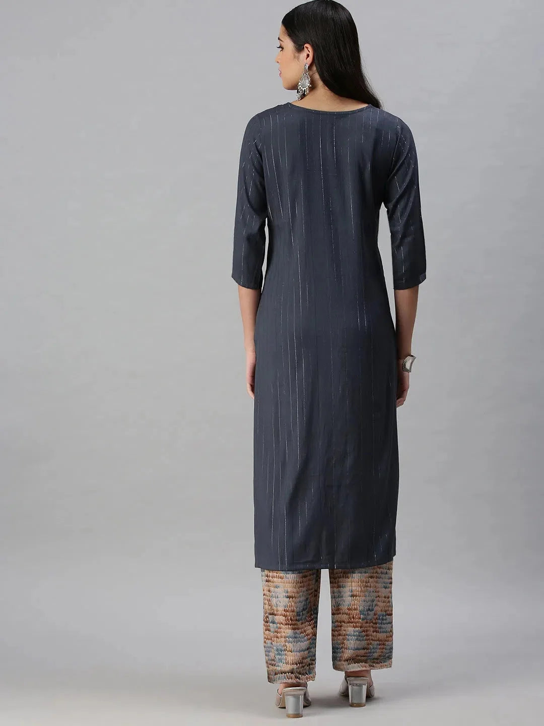 Blue Striped Cotton Kurta | Stylish Indian Kurtas for Ladies