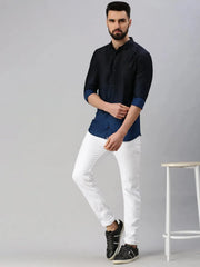 Men Navy Blue Printed Casual Shirt-HIGHPOWERPRINT-1252-Navyblue
