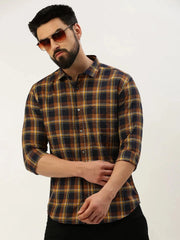 Men Navy Checked Casual Shirt-BOXERCHECKS-3347-Navyblue
