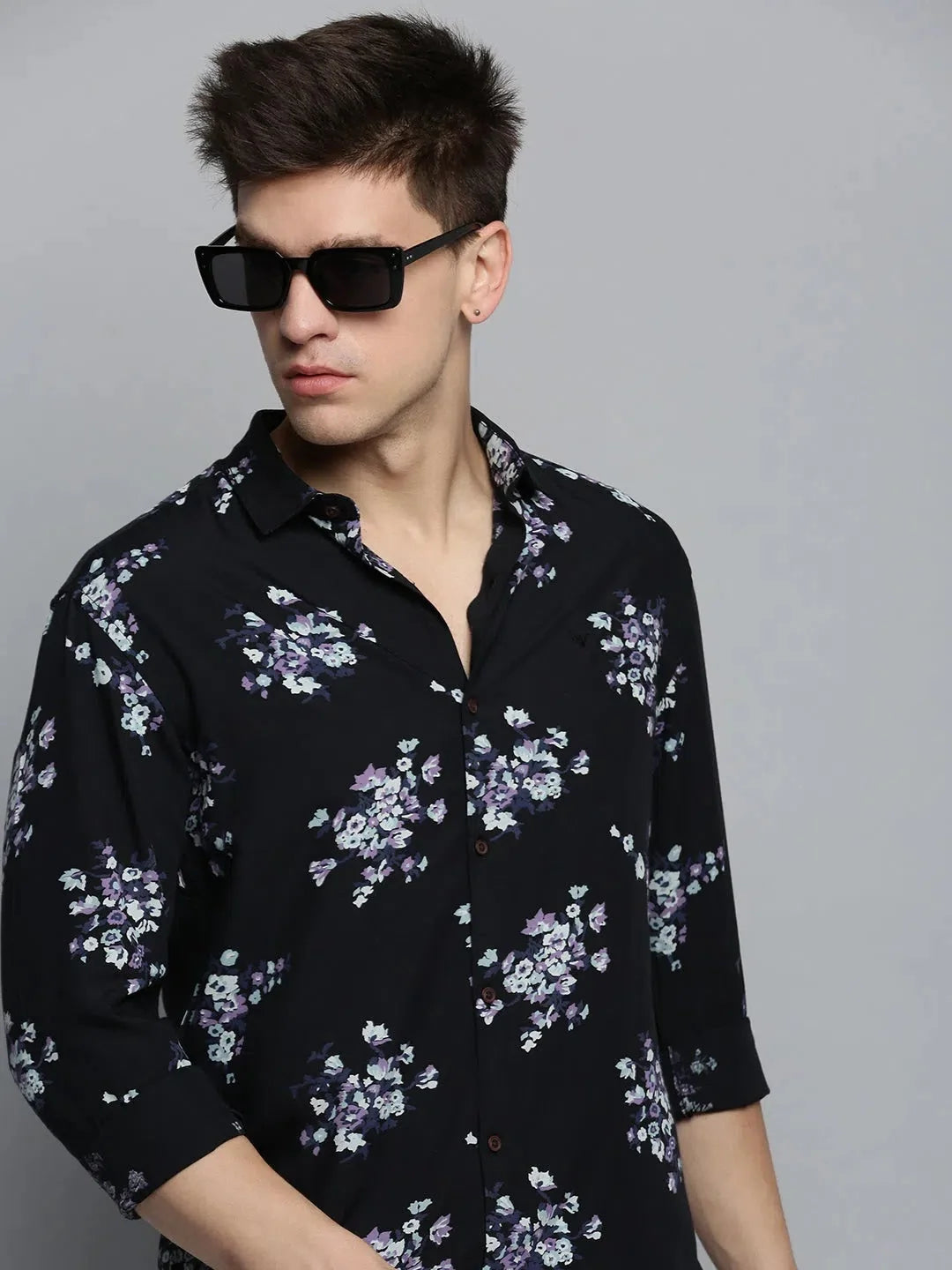 Men's Black Printed Cotton Shirt | Casual Printed Shirt