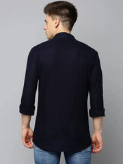 Men Navy Solid Casual Shirt-KRISTENKNITS-4588-Navyblue