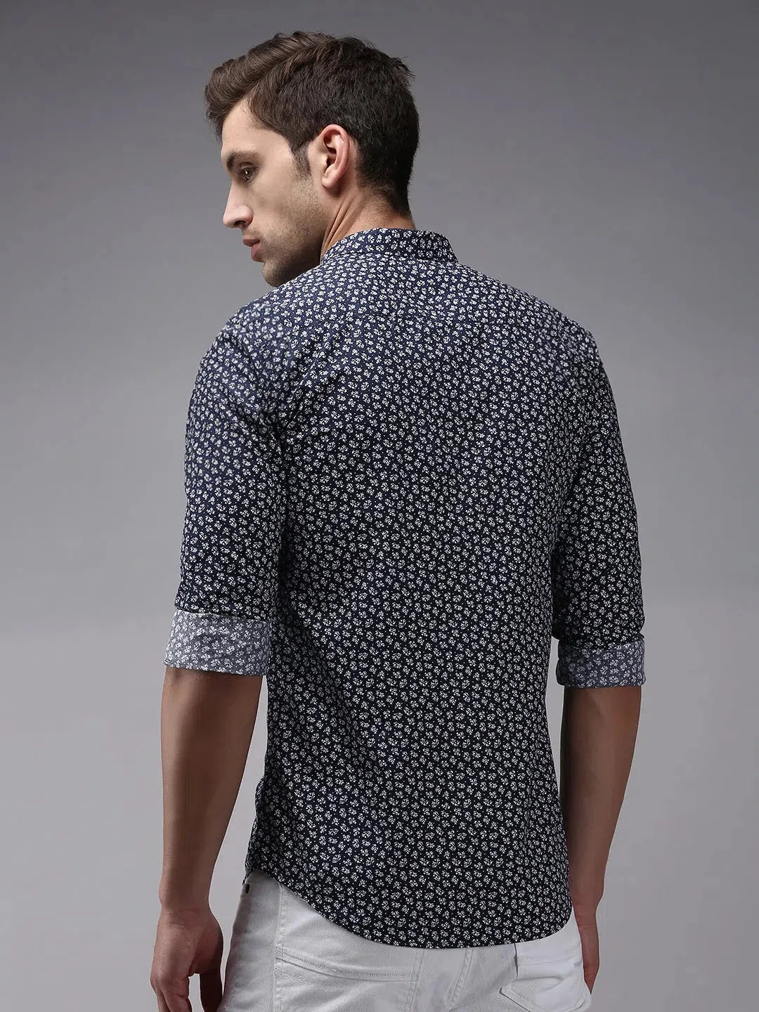 Navy Printed Mens Shirt | DesiQlo Trendy Cotton Shirt