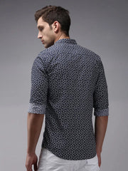 Men Navy Printed Casual Shirt-ORIGINPRINT-1745-Navyblue