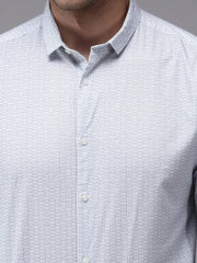 Men White Printed Casual Shirt-HITECKPRINT-1385-White