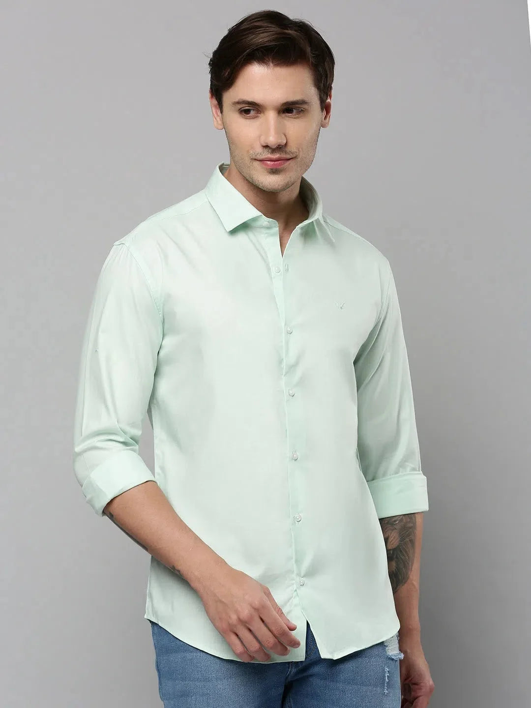 Men's Green Cotton Shirt - Solid Casual Shirt | DesiQlo