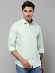 Men Green Solid Casual Shirt-SAGARPLAIN-4570-Seagreen