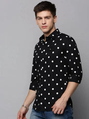 Men Black Printed Casual Shirt-POSHMANPLAINS-4388-Black