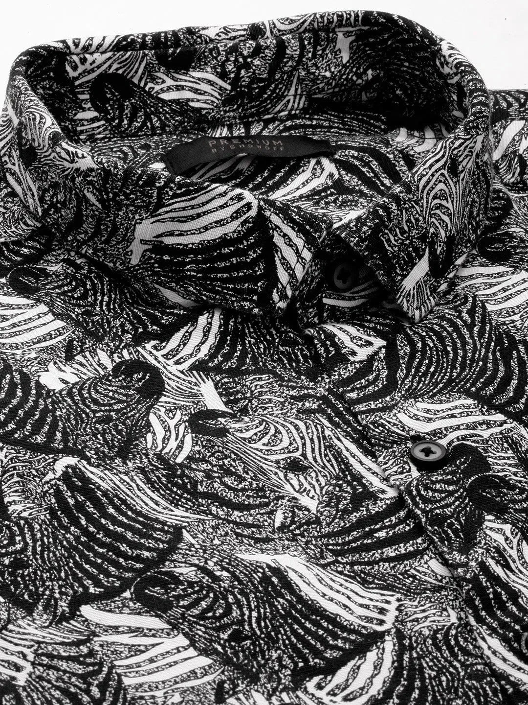 Men's Black Printed Shirt - Casual Cotton Shirt | DesiQlo