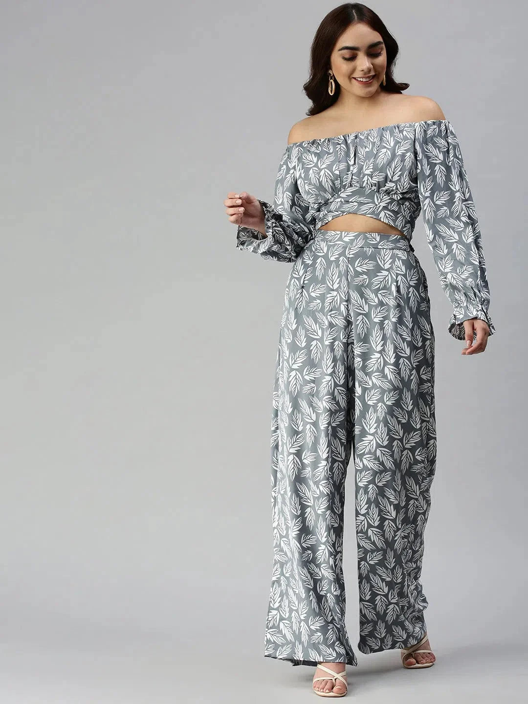 Grey Printed Co Ord Sets Women | Two Piece Sets