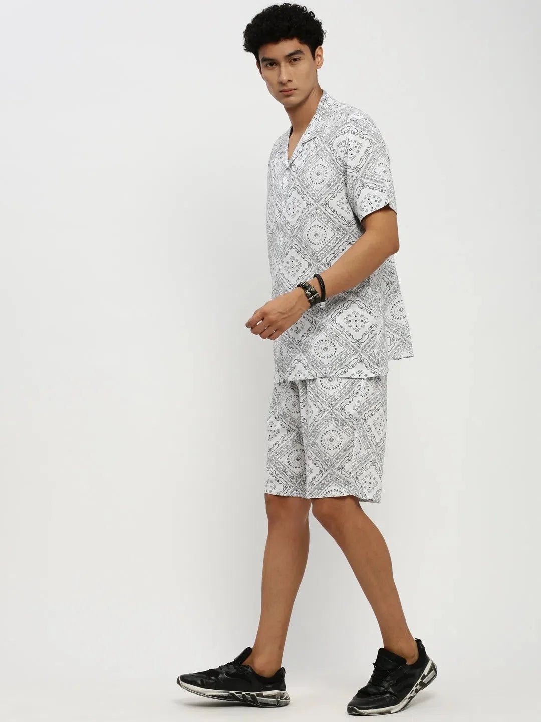 Men's White Printed Co ord Set | Casual Mens Tw | Premium Quality