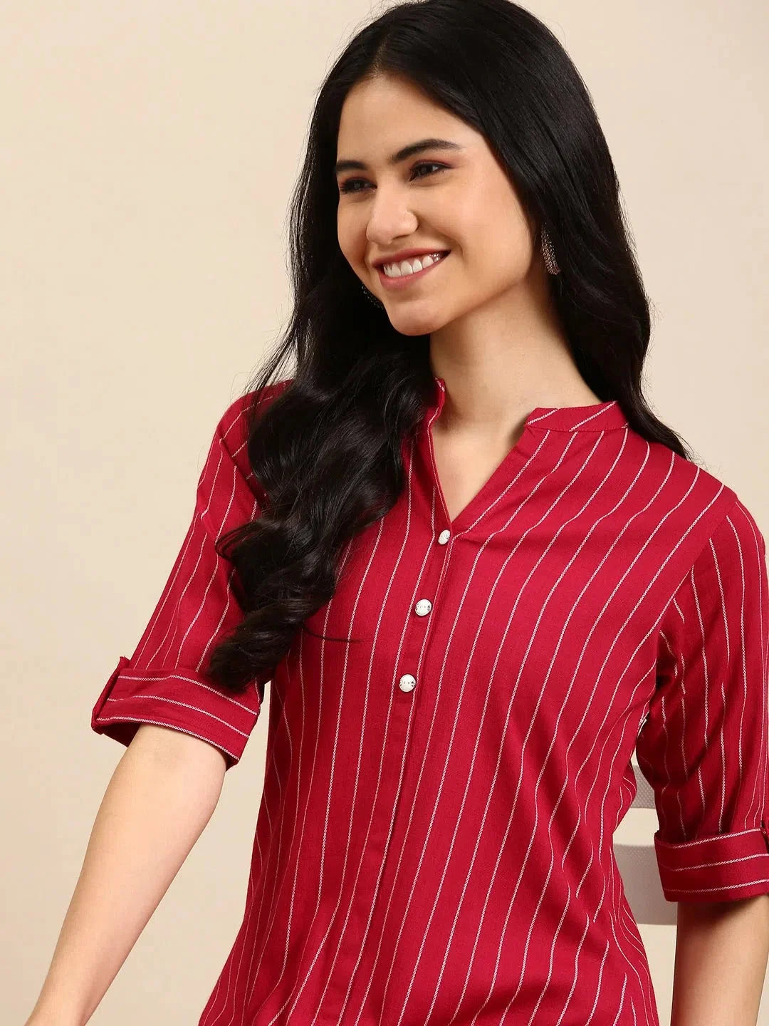 Women's Magenta Striped Kurta SetKC-3368-Magenta