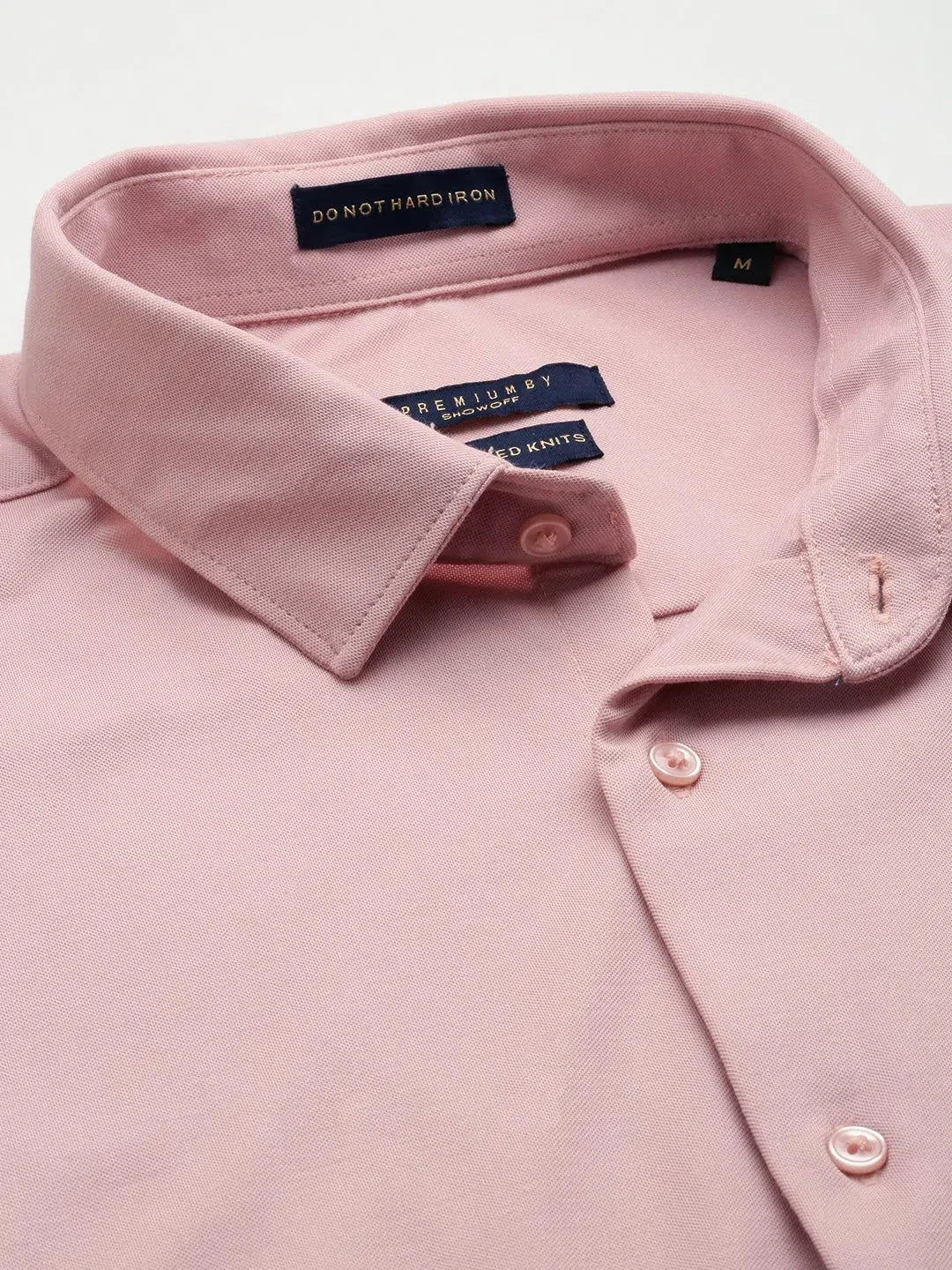 Men's Pink Cotton Shirt - Solid Casual Fit | DesiQlo