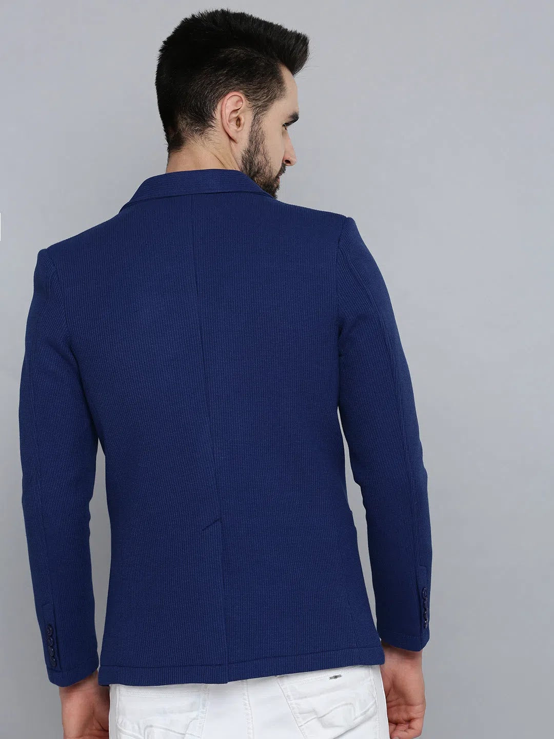 Men's Blue Solid Blazer - Stylish Men's Ethnic Wear