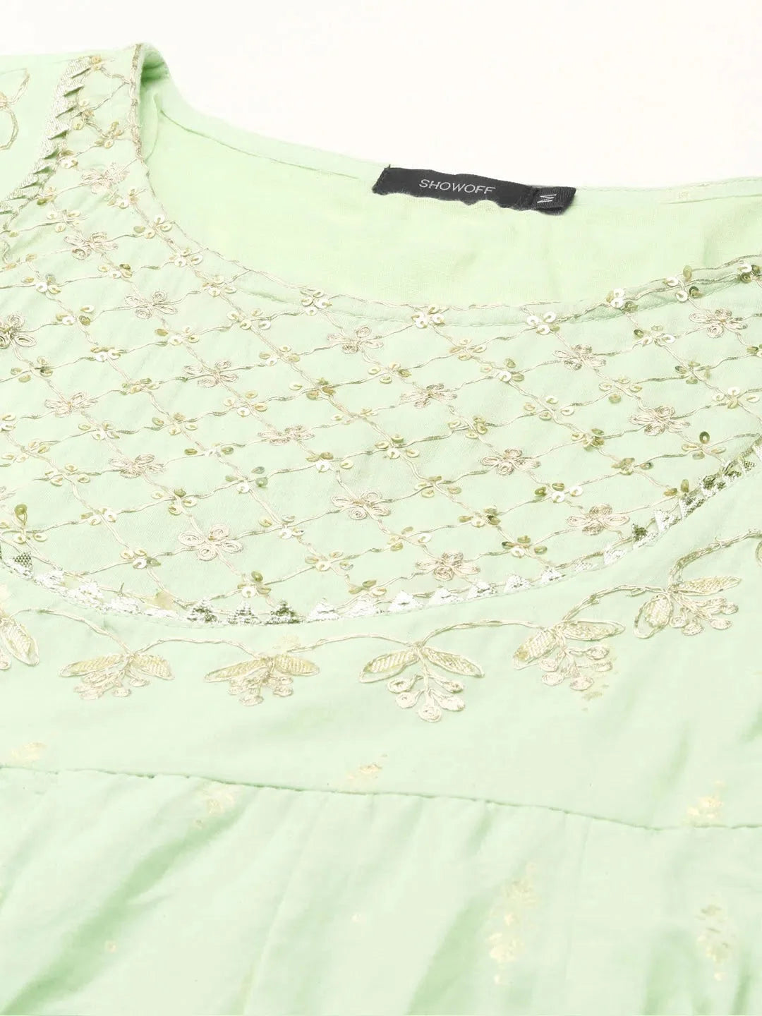 Green Printed Anarkali Kurta | Women's Cotton Anarkali Kurti