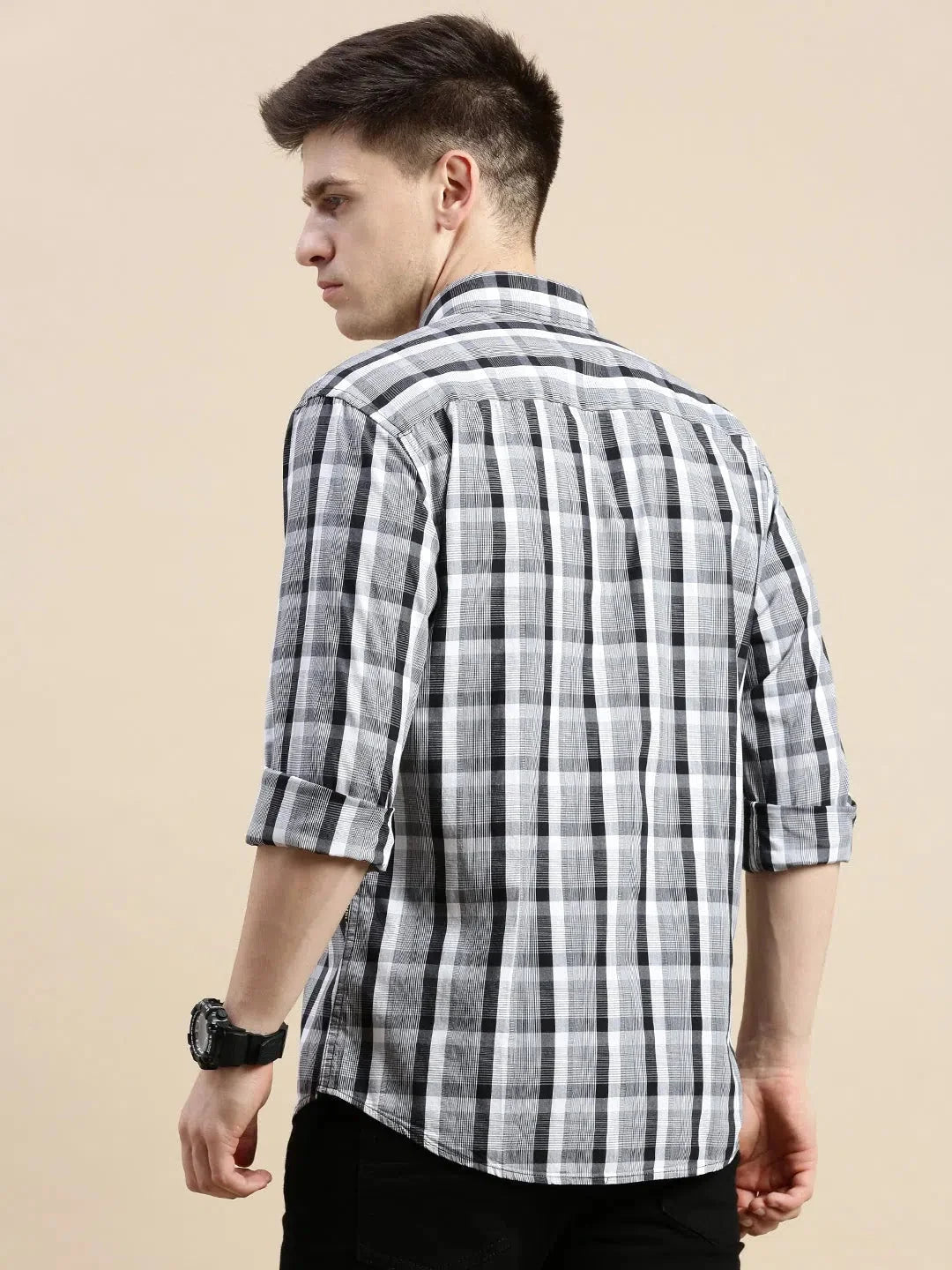 Grey Checked Cotton Mens Shirt | Casual Style by DesiQlo
