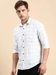 Men White Checked Casual Shirt-BLAZOCHECKS-4654-White