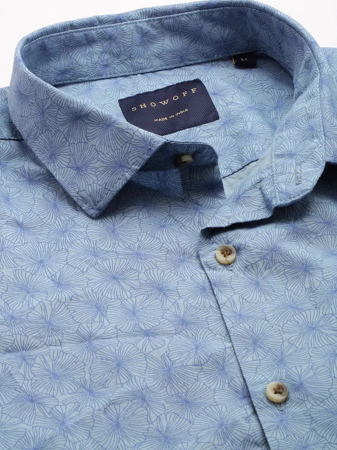 Blue Printed Mens Shirt | DesiQlo Casual Cotton Polo Shirts