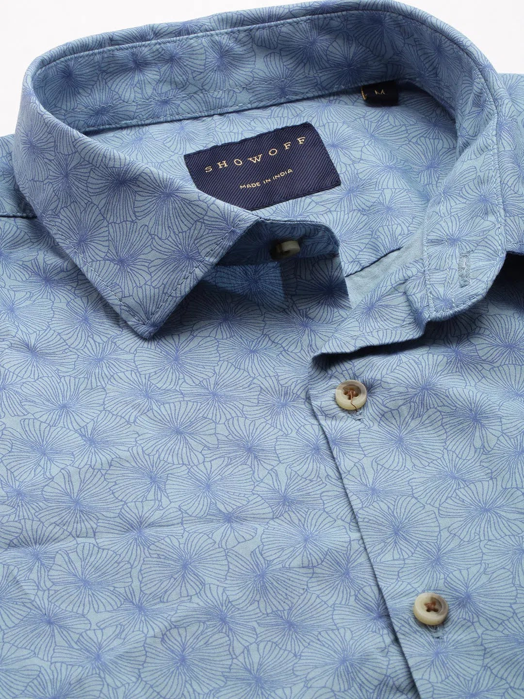 Blue Printed Mens Shirt | DesiQlo Casual Cotton Polo Shirts