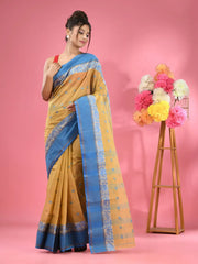 Light Beige Pure Cotton Tant Saree With Woven Designs-MA51TT43540055