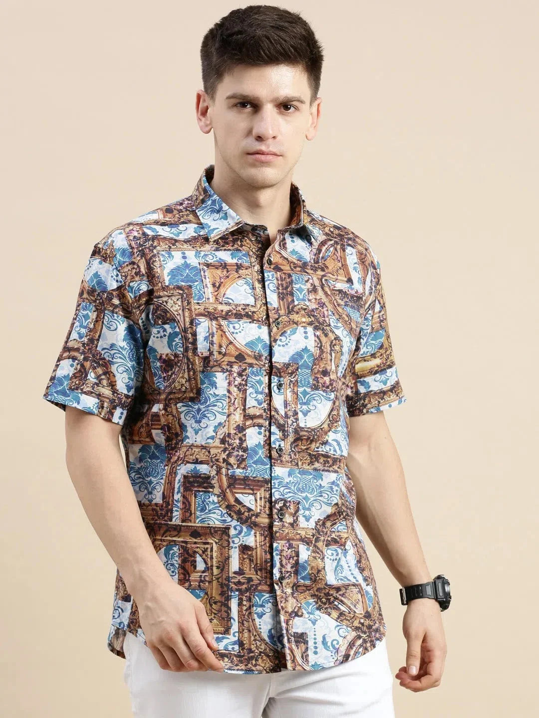 Trendy Men's Multi Graphics Cotton Shirt - Abstract Printed Shirt