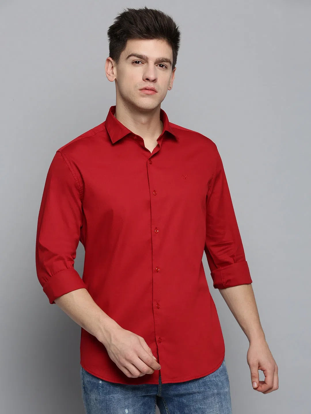 Red Solid Cotton Shirt - DesiQlo Casual & Formal Shirts for Men