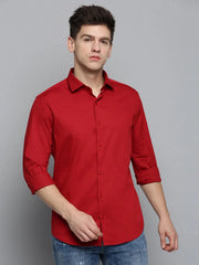 Men Red Solid Casual Shirt-KNOXPLAIN-4492-Red
