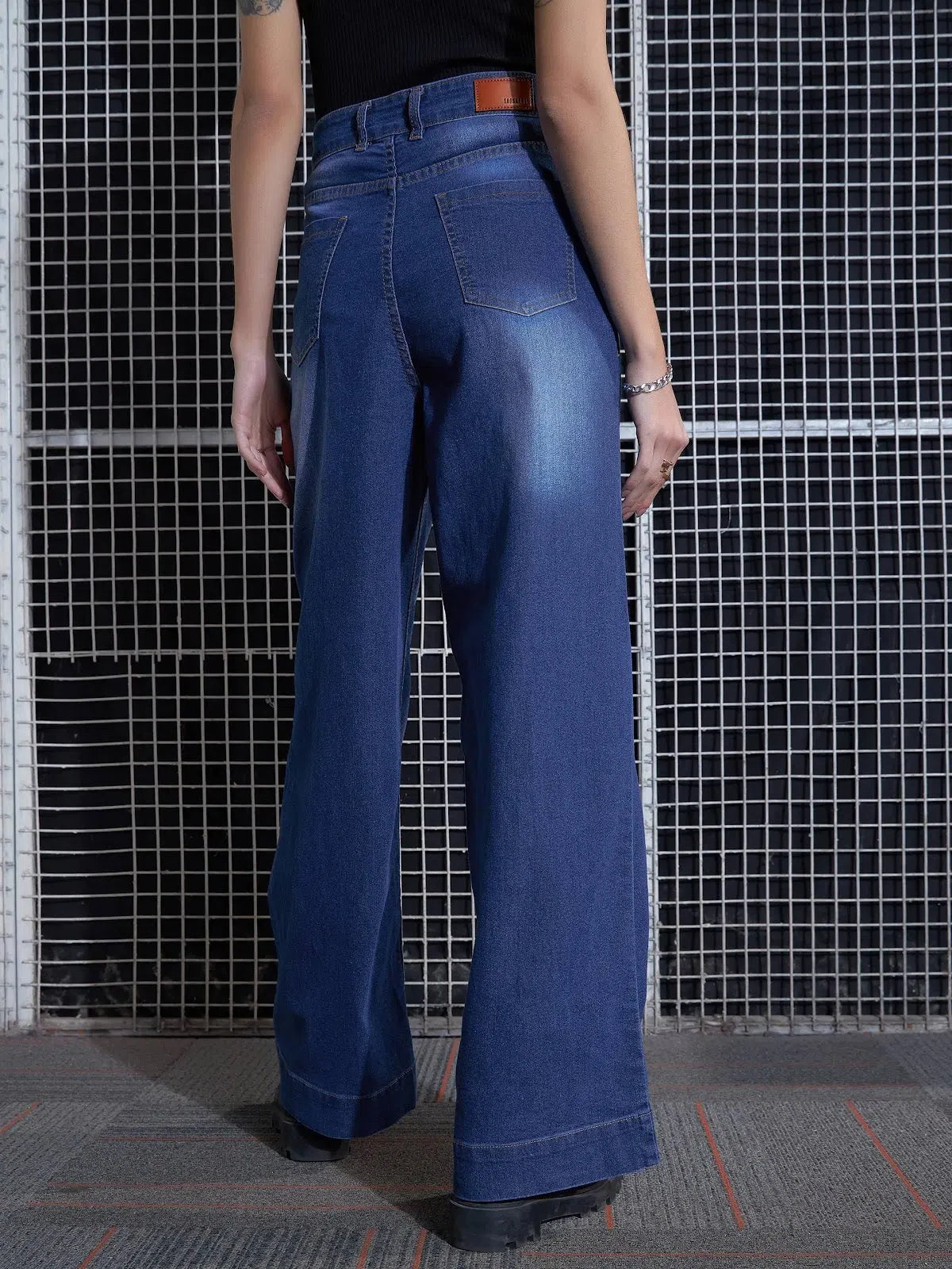 Women Blue Wide Leg Jeans | Comfortable Cotton Denim Jeans
