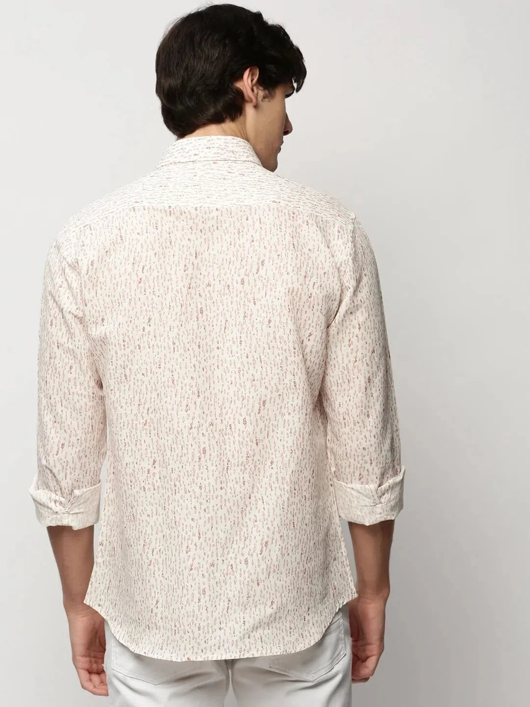 White Abstract Print Cotton Mens Shirt | DesiQlo Casuals