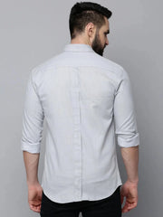 Men Grey Solid Casual Shirt-ELECTRAPLAIN-4527-Grey