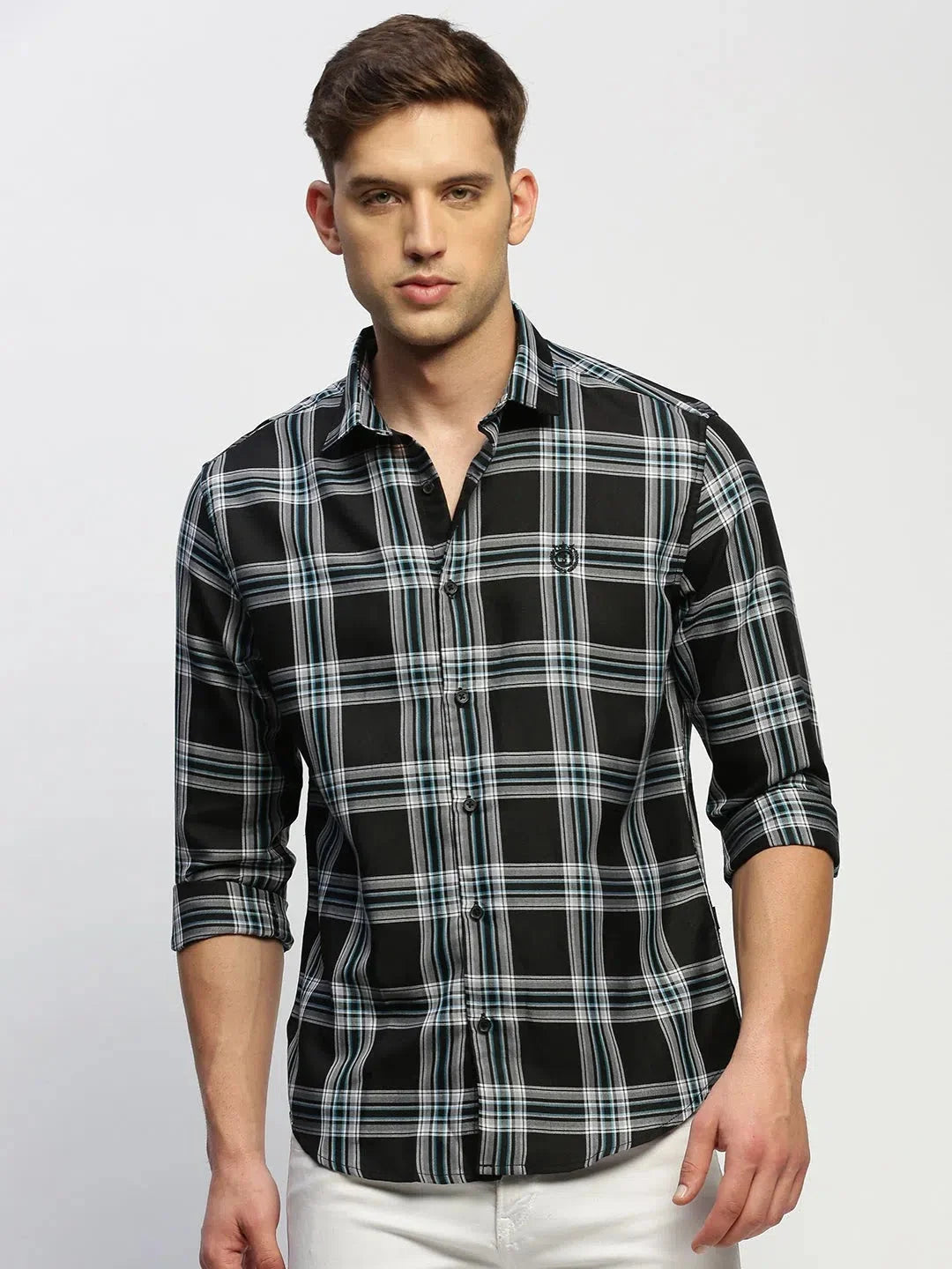 Men's Black Checkered Cotton Shirt - Stylish Mens Shirt