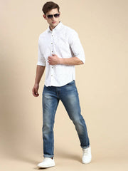 Men White Printed Casual Shirt-GURJANPRINT-5413-White