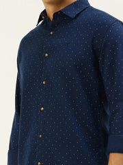 Men Navy Printed Casual Shirt-REPLAYPRINTSLINEN-3448-Navyblue
