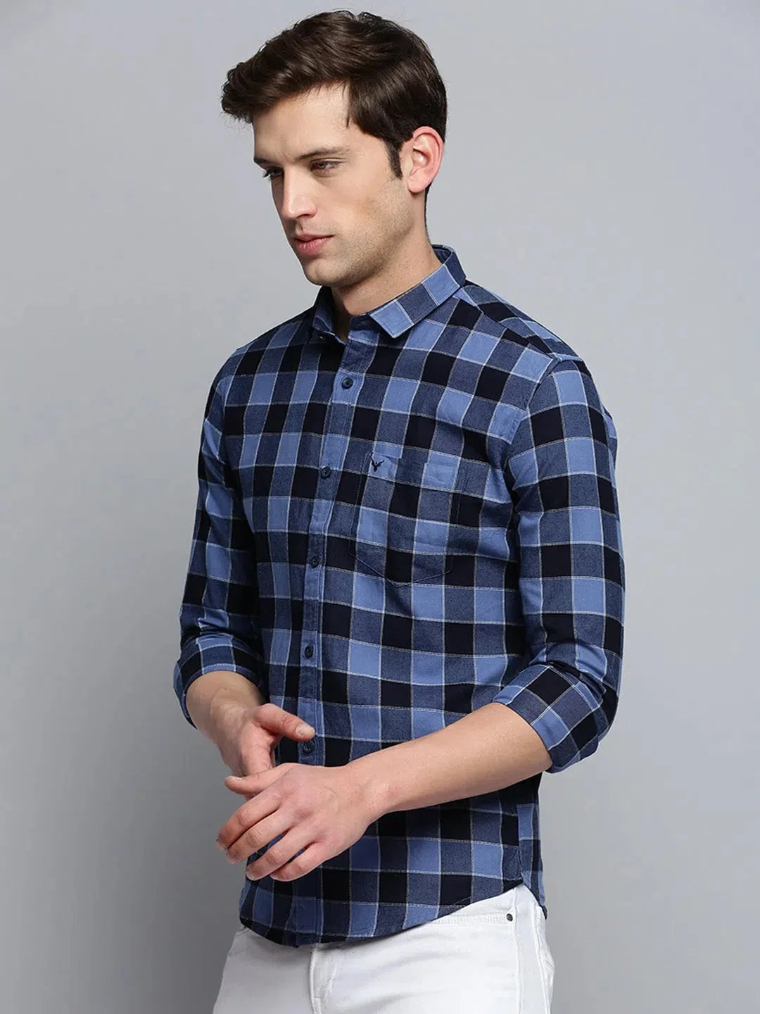 Shop Blue Checked Mens Shirt | Casual Cotton Shirt by DesiQlo