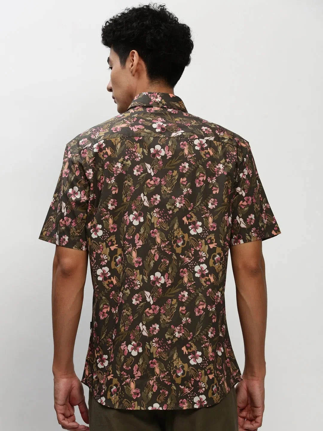 Green Floral Mens Shirt - Cotton Beach Shirt | DesiQlo