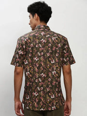 Men Green Floral Casual Casual Shirts-JUPITERPRINT-1796-Olive