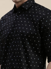 Men Black Graphics Casual Shirt-STANLEY-5554-Black