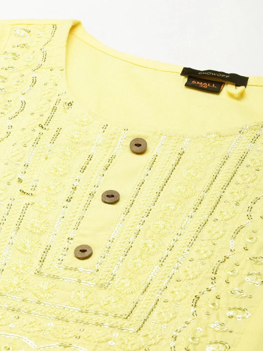 Yellow Embellished Kurta - Women's Cotton Indian Kurtis Style