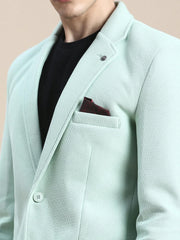 Men Green Solid Casual Blazers-AR-37-Green
