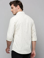 Men Cream Printed Casual Shirt-TVSPRINT-4848-Cream