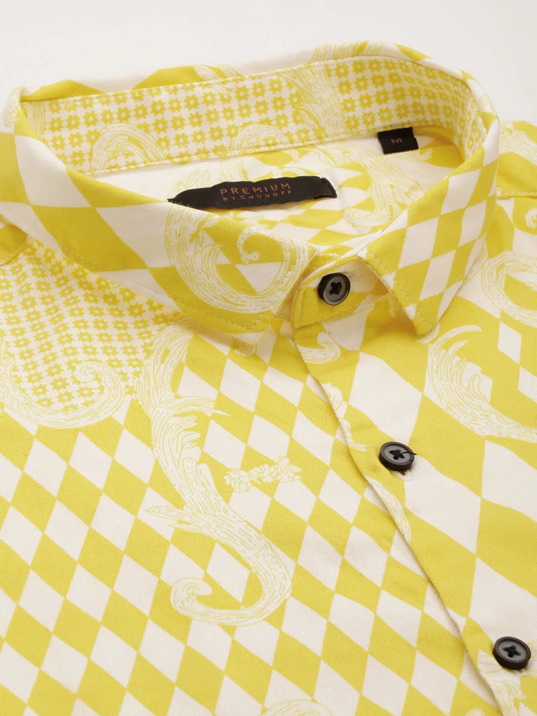 Yellow Printed Mens Shirt | DesiQlo Cotton Casual Shirt