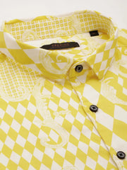 Men Yellow Printed Casual Shirt-PARKERPRINT-1533-Yellow